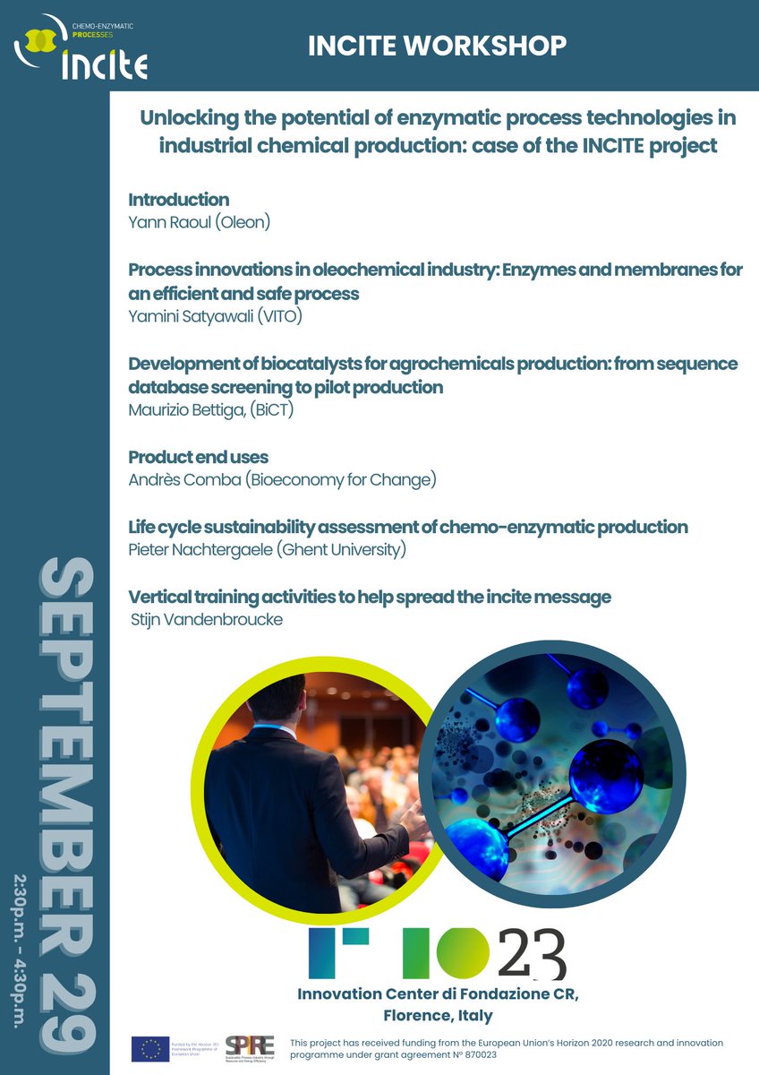 INCITE_EU's tweet photo. 📅The registrations to attend our workshop “Unlocking the potential of enzymatic process technologies in industrial chemical production: case of the INCITE project” on September, 29th are still open💻
👉https://t.co/N8IpfHXewI
#INCITE #project #EnzymaticTech #Chemical #Innovation https://t.co/2iAL2p6jqk