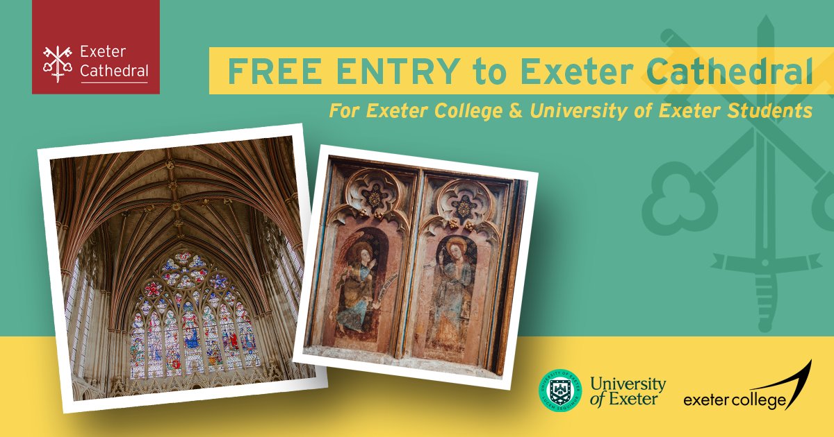 Are you a new student in Exeter? <a href="/ExeterCollege/">Exeter College</a> &amp; <a href="/UniofExeter/">University of Exeter</a> students can visit us for FREE until 31 October. So why not step inside &amp; discover nearly a thousand years of fascinating history and awe-inspiring architecture? #ExeterCathedral #YourCathedral #DiscoverMore