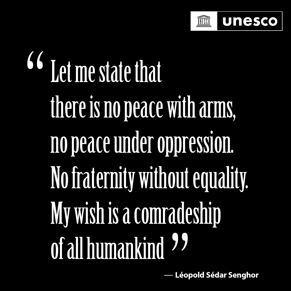 UNESCO's tweet photo. For equality.
For freedom.
For fraternity.
For humankind.

On #PeaceDay and everyday, we need PEACE. https://t.co/8gMpp5MayP https://t.co/646T4u80bz