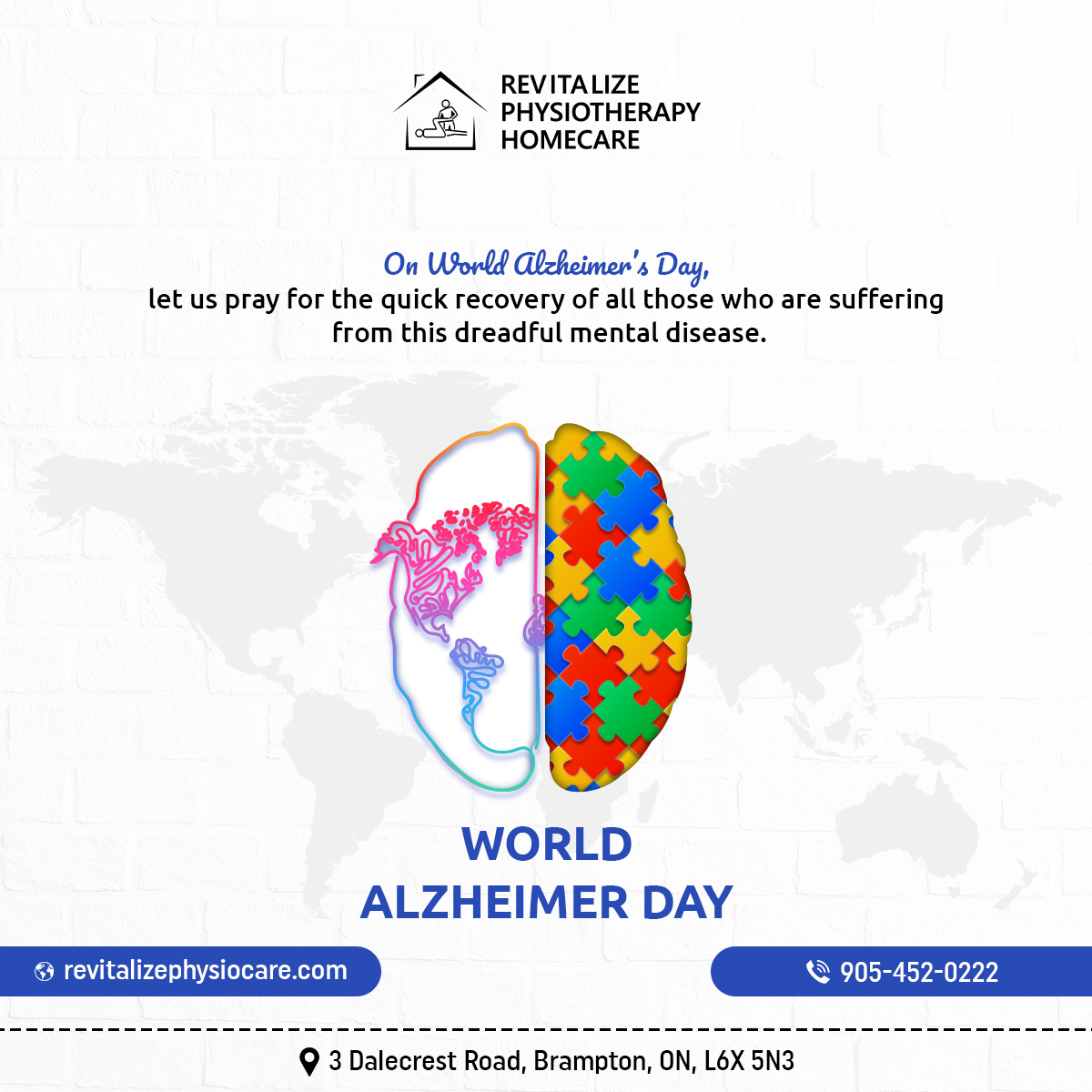 On this World Alzheimer’s Day, let us realize the fact that the people who are suffering from Alzheimer need our love and care, not our ignorance and hatred!

#RevitalizePhysiocare #Alzheimers #WorldAlzheimerDay #WorldAlzheimerDay2023 #worldalzheimersmonth #alzheimer