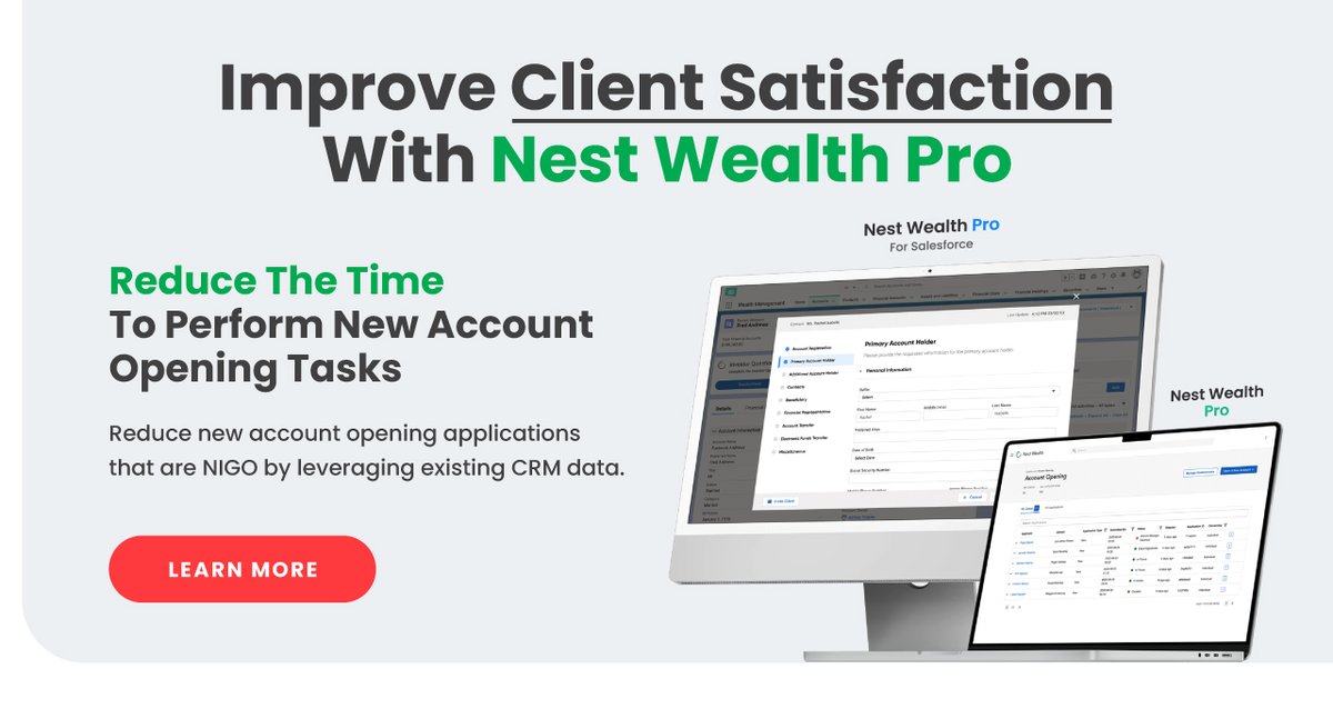 Improve client satisfaction with Nest Wealth Pro by collaborating on account opening &amp; funding forms in real-time and by monitoring client actions to proactively prepare for and service their next request. Learn more &amp; see how it works: nestwealth.com/demo/