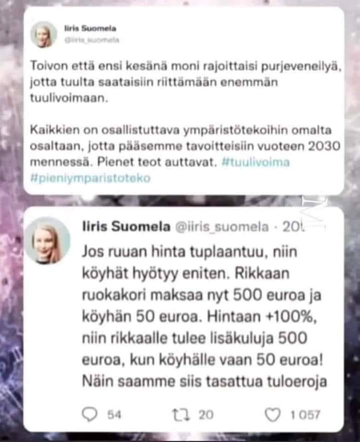 HarriLehtimaki's tweet photo. Eikös Iiris ollut lukenut kaikki talouskirjat? https://t.co/8hJnzDVhPr