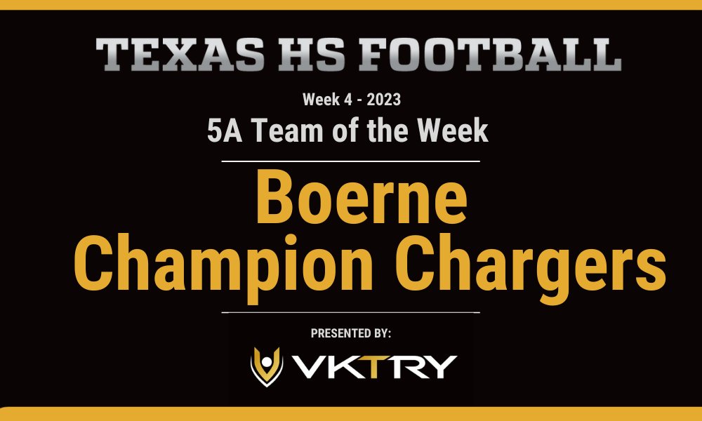 5A Team of the Week: Boerne Champion Chargers texashsfootball.com/week-four-5a-t… @ChampionHSFB