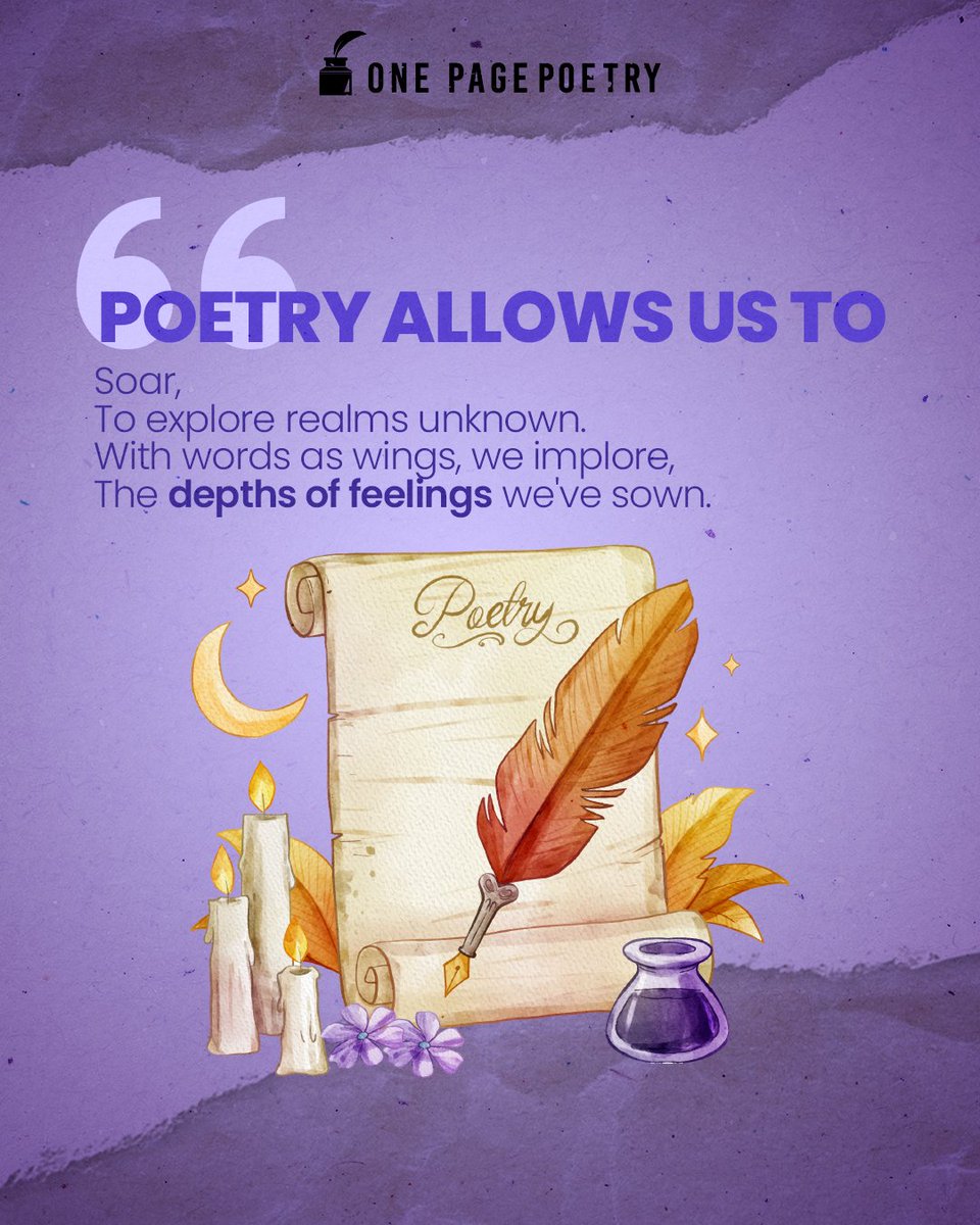 Poetry Allows Us to Soar

Poetry allows us to soar,
To explore realms unknown.
With words as wings, we implore,
The depths of feelings we've learned.

In verses, we find our escape,
From the mundane and the ordinary.

#poetrymagic #versevoyage #inkandemotions #wordcanvas