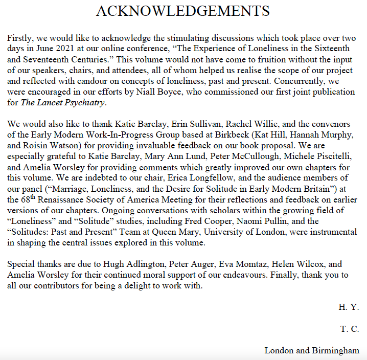 EMLoneliness's tweet photo. As I won’t be paying to keep this account open, I want to end on a high note: we have submitted our collection, Writing Early Modern Loneliness, for @Palgrave. Too many people to tag but we want to thank our collaborators and supporters over the past 2+ years! @ThomasCliftonA5 https://t.co/0S1v4NvTrB