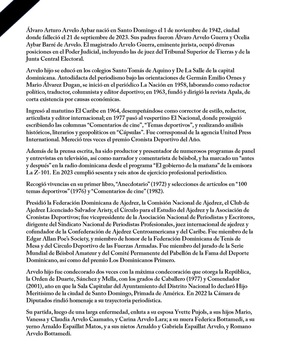 Álvaro Arvelo hijo (1942-2023).
Descansa en paz, papi.