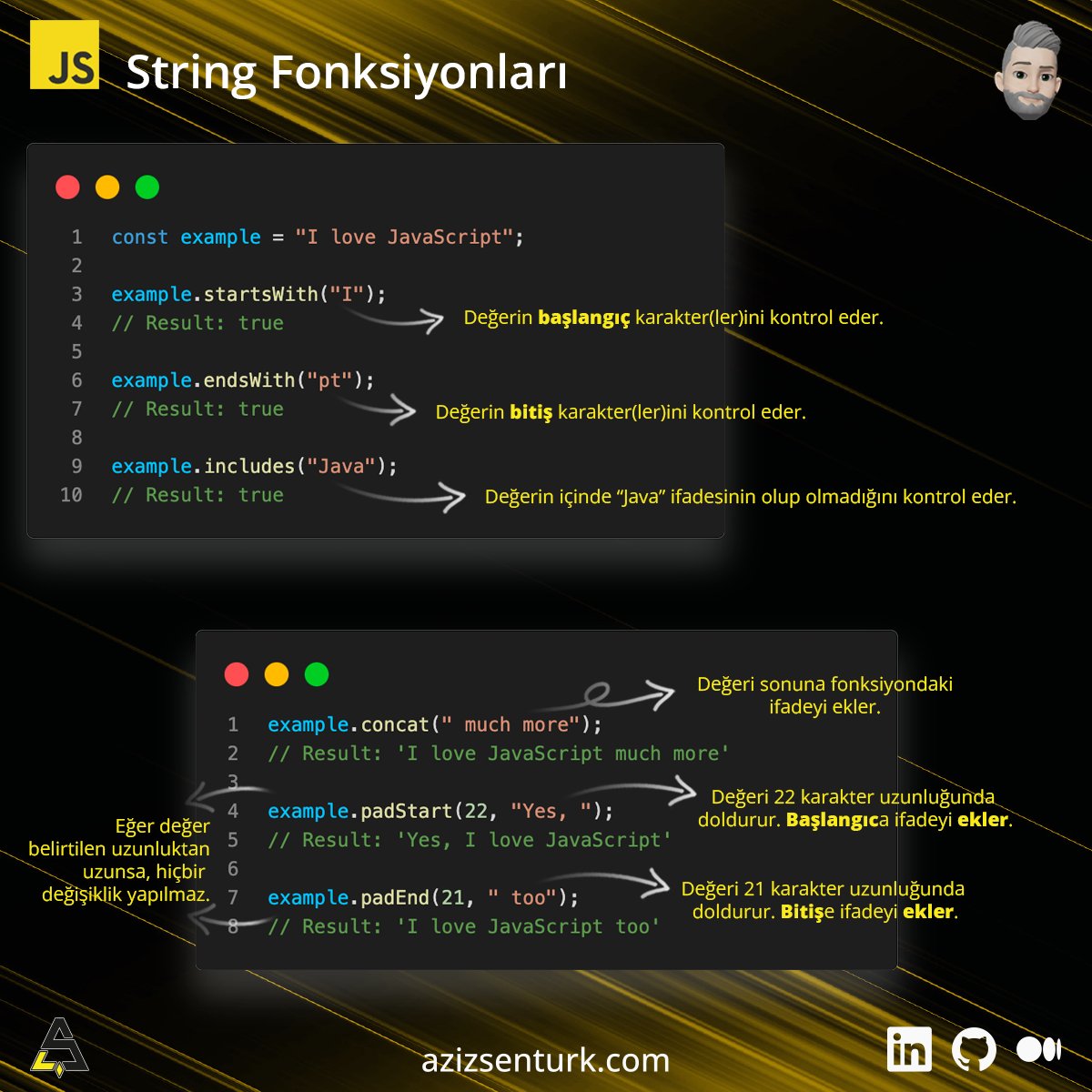 String Tips Vol 2
#javascript #js6 #FrontEnd #FrontEndDeveloper #developer #programming #WebGeliştirme #Programlama #WebUygulamaları #WebDevelopment #SoftwareDeveloper