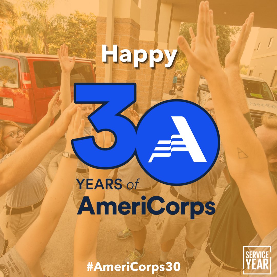 It's @AmeriCorps' 30th anniversary, and to commemorate these 30 incredible years, we ask that you help us celebrate by sharing your #serviceyear story with us. Submit your story today and share how service impacted your life at alums@serviceyear.org. #AmeriCorps30