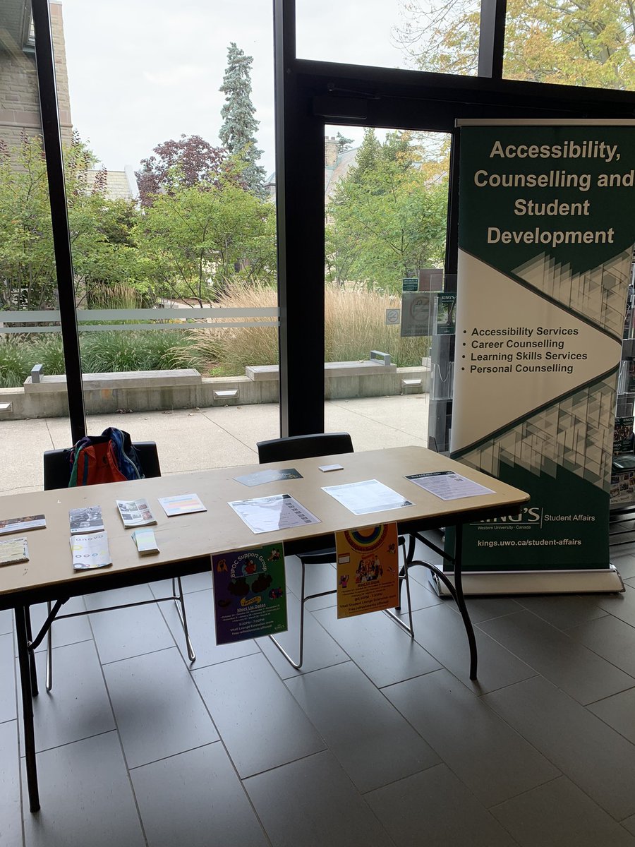 Swing by the Accessibility, Counselling & Student Development table today in the SLC to learn about supports on campus & in community. We’ll be here monthly in the SLC - but we’re also here every day in Wemple 151. Come and see us if you need help. @KingsAtWestern @askDeanJoe