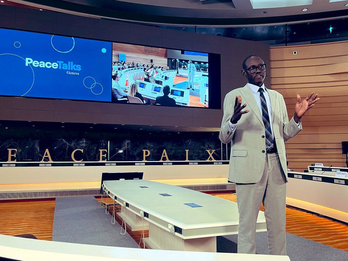 "Today, I would like to share my story about the power of education and hope, and how that supported a cycle of positivity and change in my own life." <a href="/MNgalueth/">Maiwen Ngalueth</a> from <a href="/genevacall/">Geneva Call</a> begins his talk describing his life born into displacement in #SouthSudan. #GVAPeaceTalks