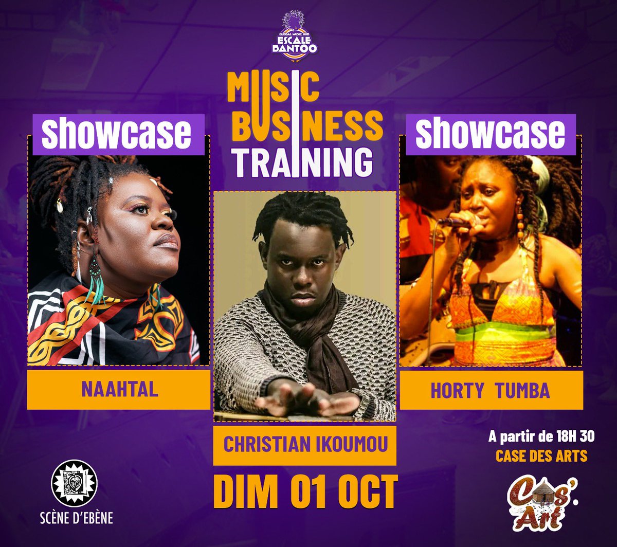 mefetony's tweet photo. [ESCALE BANTOO MUSIC BUSINESS TRAINING - Les SHOWCASES]
Ce mois, nous présentons 03 merveilleuses propositions artistiques très aboutis. Des projets qui manquent cruellement de visibilité.
RDV le 01 octobre à partir de 19h-00 à la Case des arts et sur notre page officielle. https://t.co/T3suViO3sM