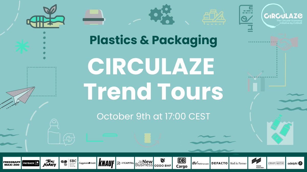 🤿  On Monday October 9th, we are diving into the topic of Plastics &amp; Packaging in our CIRCULAZE Virtual Trend Tour series.

Register here: us02web.zoom.us/webinar/regist…

*Please note you must register via Zoom to receive the link to participate.

#circulaze #circulareconomy