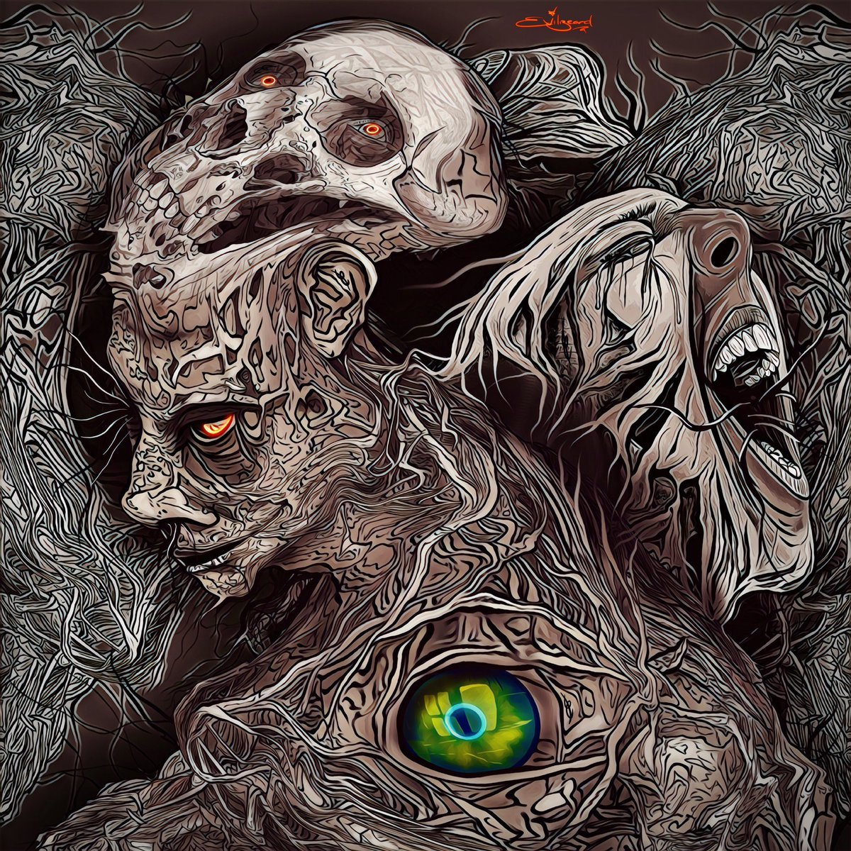 Thought I’d try drawing something a little…. Macabre! 
#𝖊𝖛𝖎𝖑𝖇𝖊𝖆𝖗𝖉𖤐