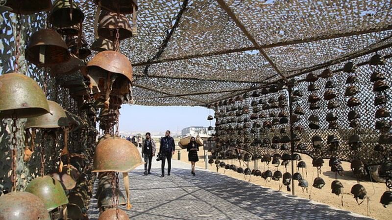 On April 12, 2021, Azerbaijan President Ilham Aliyev attended the opening of the “Military Trophy Park-Museum” in Baku, which is dedicated to his country's 2020 genocidal war against Artsakh. 

In the museum, the helmets of Armenian troops and wax mannequins of killed or