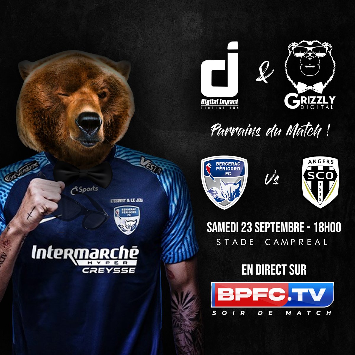 Très heureux d'être (avec le pote #DigitalImpactProduction) le parrain du prochain match du <a href="/BPFC24/">Bergerac Périgord Football Club ⚽️</a> !

Merci <a href="/ChFauvel/">Ch.FAUVEL 2️⃣4️⃣</a> <a href="/fauvel_paul/">Fauvel Paul</a> <a href="/GrizzlyBergerac/">Grizzly Digital Bergerac</a>