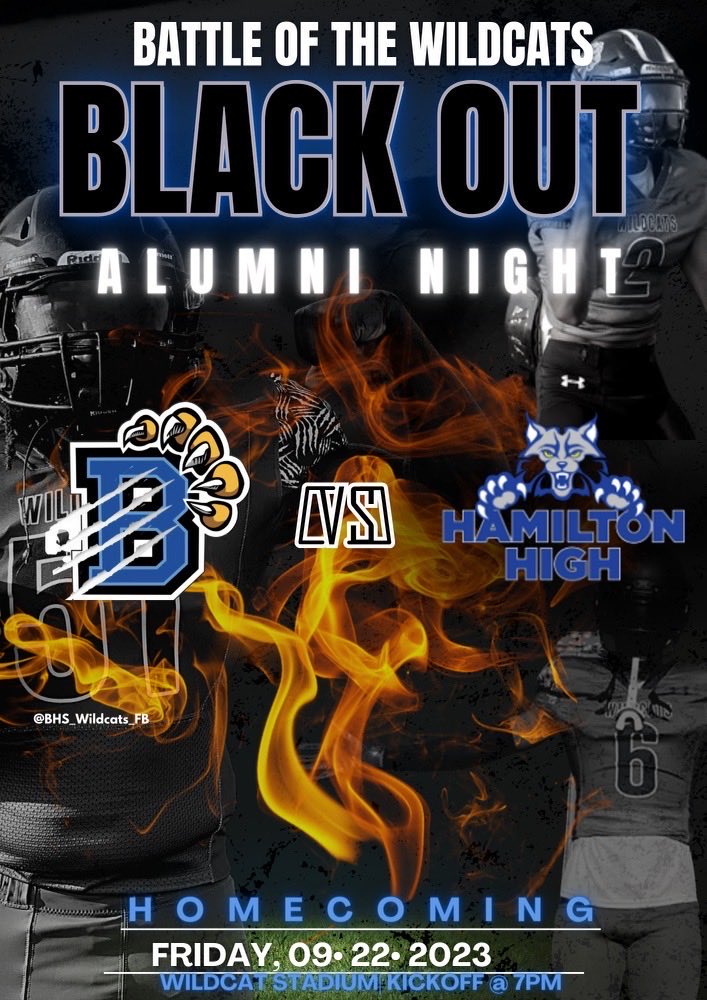 BHS_WILDCATS_FB's tweet image. 1 Day away from the Blackout Wildcat Fans!!! CALLING ALL BOLTON HIGH SCHOOL ALUMNI OUT!!!! Come out and support!! #Blackout #AlumniNight #BigBolton #DoItBig #TheWildcatWay #PackTheJungle