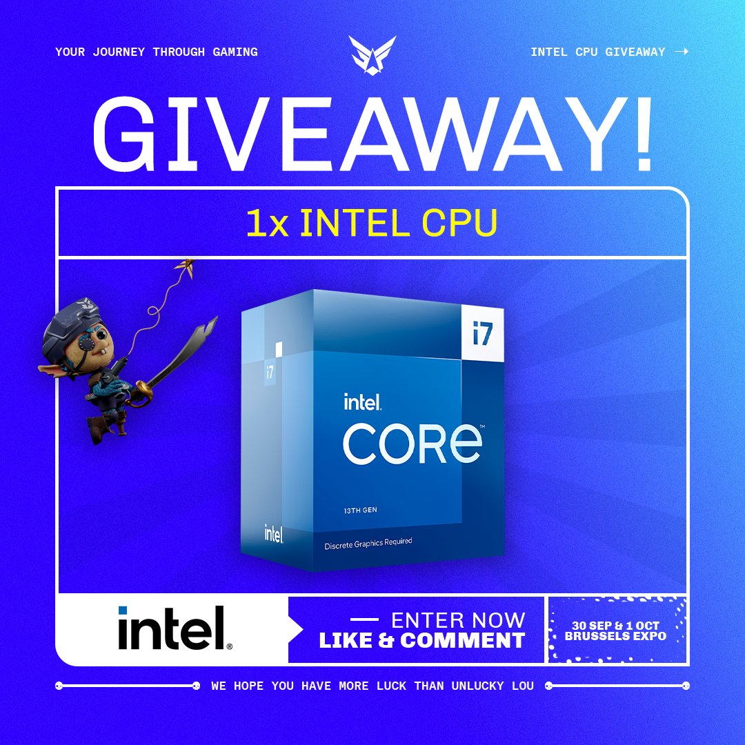 GameForceBE's tweet photo. Feeling lucky today? We're giving away an Intel i7 13th series CPU right now! Don't miss out on this chance to level up your PC! 💻

How to participate:
✅Follow @GameForceBE 
✅Like &amp; Retweet

* BE only, also on FB and IG, valid until 29/09 https://t.co/WpAIvGJjoj