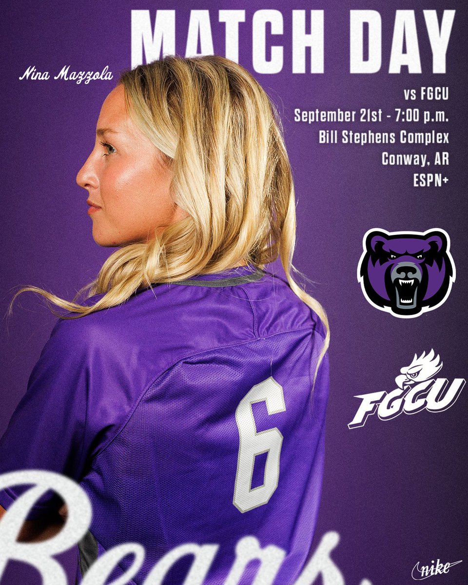 GUTEN TAAAAAAAAAG! It's Soctoberfest tonight at the Bill Stephens Complex, come join us as we take on FGCU at 7 PM!

🆚- FGCU
📍- Conway, Ark.
📺- es.pn/48qzBme
📊- bit.ly/4660Ela

#BearClawsUp