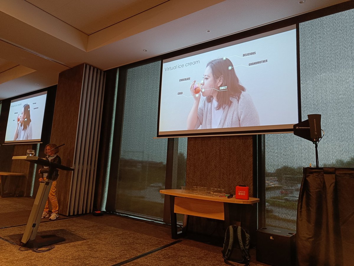 Ilja Croijmans (@icroy) on Twitter photo The final (🥺) keynote of @ecro2023 is delivered by <a href="/obristmarianna/">marianna obrist</a>, setting the stage with a very cool and energetic video on multisensory human computer interaction 🤯🦾🤖 and virtual 🍦! The final (🥺) keynote of @ecro2023 is delivered by <a href="/obristmarianna/">marianna obrist</a>, setting the stage with a very cool and energetic video on multisensory human computer interaction 🤯🦾🤖 and virtual 🍦!