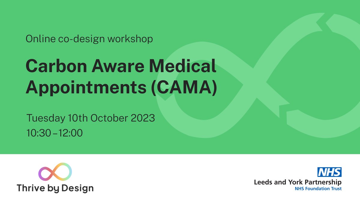 Thrive by Design are hosting a workshop to talk about the Carbon Aware Medical Appointments (CAMA) Tool. This workshop is aimed at LYPFT Staff, if you are interested in greener prescribing options come along to find out more. To join click here 👉🏼 eventbrite.co.uk/e/699060487737…