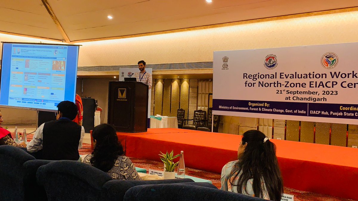 wii_eiacp's tweet photo. EIACP Programme Centre @wii_india  attended the Regional Evaluation Workshop of North-Zone EIACP Centres in Chandigarh. Impressive work from the last 4 financial years was presented. The meeting was chaired by Deputy Director, EIACP Cell, @moefcc  along with a panel of experts https://t.co/3aE2fomiSn