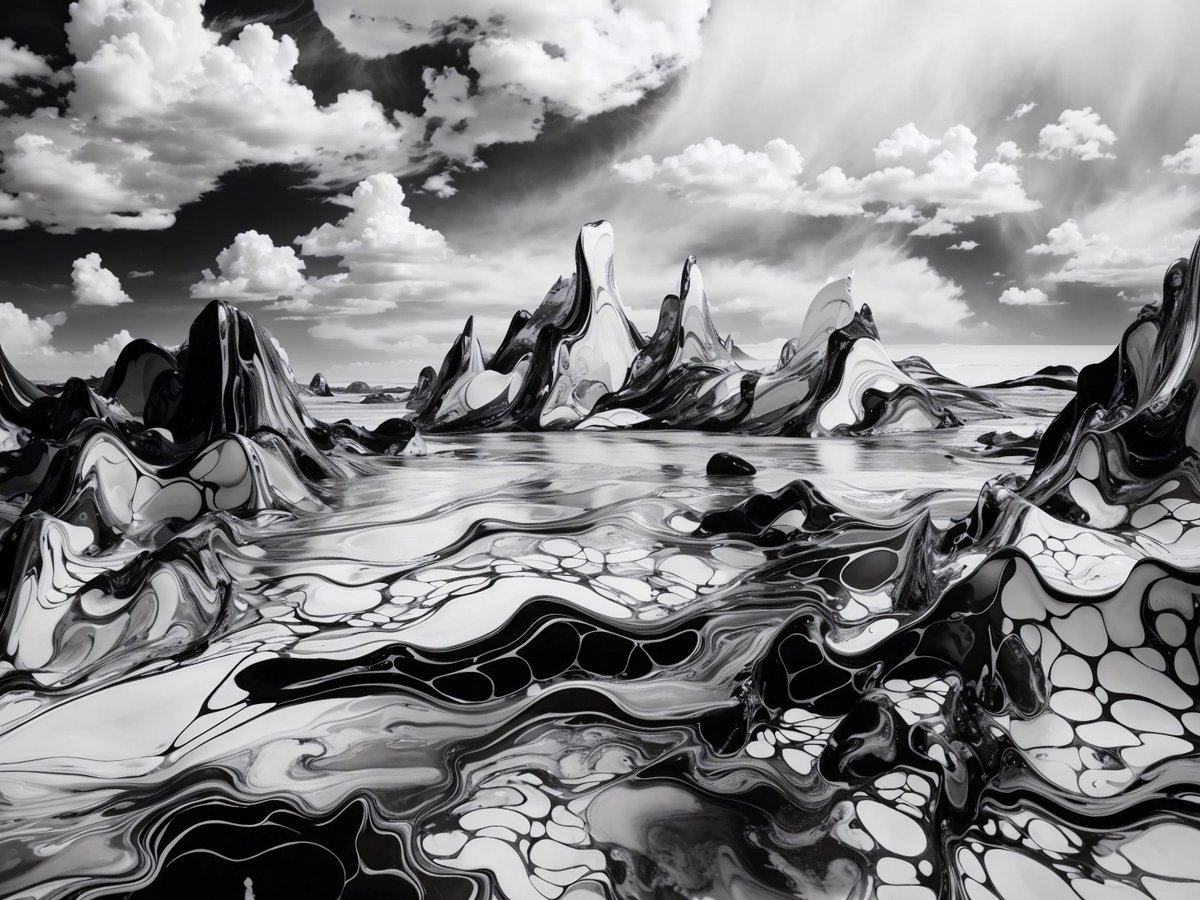 Paisaje con tinta de alcohol en blanco y negro
Surreal landscape with Alcohol Ink in B/w.

#ai #aiimage #aiart #aiartwork #texture #alcoholink #alcoholinkart #aigenerated #ia #tintadealcohol #blancoynegro