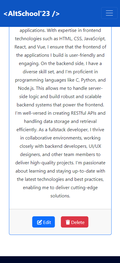 LoveOtavie's tweet image. Leveraging my #backendengineering - #nodejs and #expressjs, I&apos;ve developed a fully functional CRUD application. This project includes a user-friendly GUI that was built using #html, #css and #bootstrap, for seamless interaction.
student-photocard.cyclic.cloud
github.com/Otavie/AltScho…
