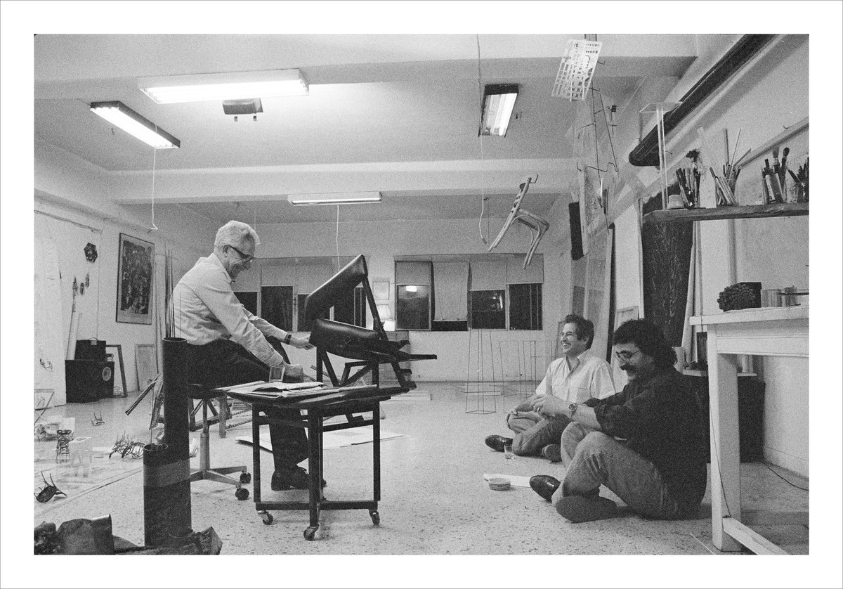 Vlassis Caniaris, Costas Moraitis and Nikos Navridis in the atelier of Nikos Navridis (factory K. Marousi in Sepolia), 15 May 1991 Vlassis Caniaris: Selected Works 1960s-1980s is coming to the Hellenic Centre 5 Oct -18 Nov helleniccentre.org 📷 Nikos Navridis