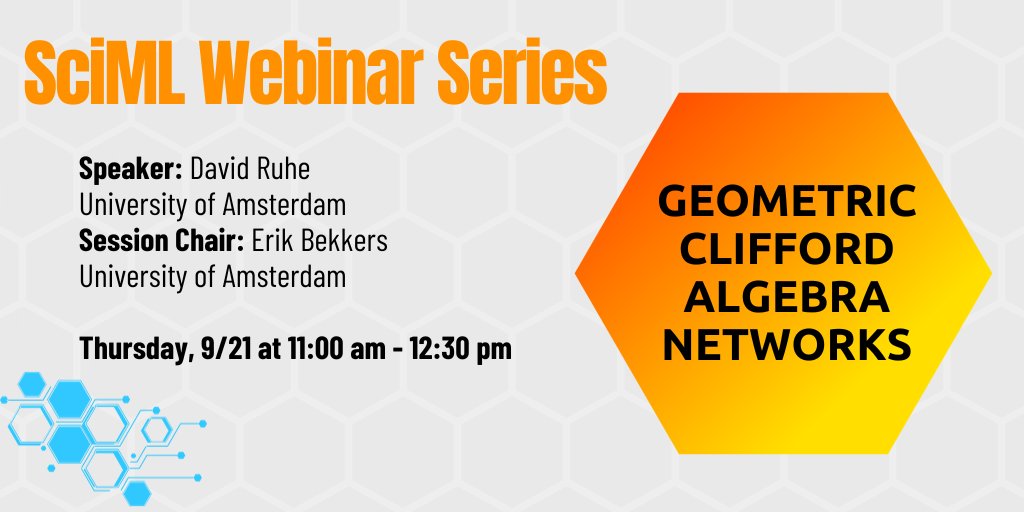We are continuing our SciML webinar series under @UM_MICDE, and thanks to @ARPAE DIFFERENTIATE program for supporting the series earlier. Exciting series lined up this semester with David Ruhe speaking today on Geometric Clifford Algebra Networks: micde.umich.edu/news-events/sc…