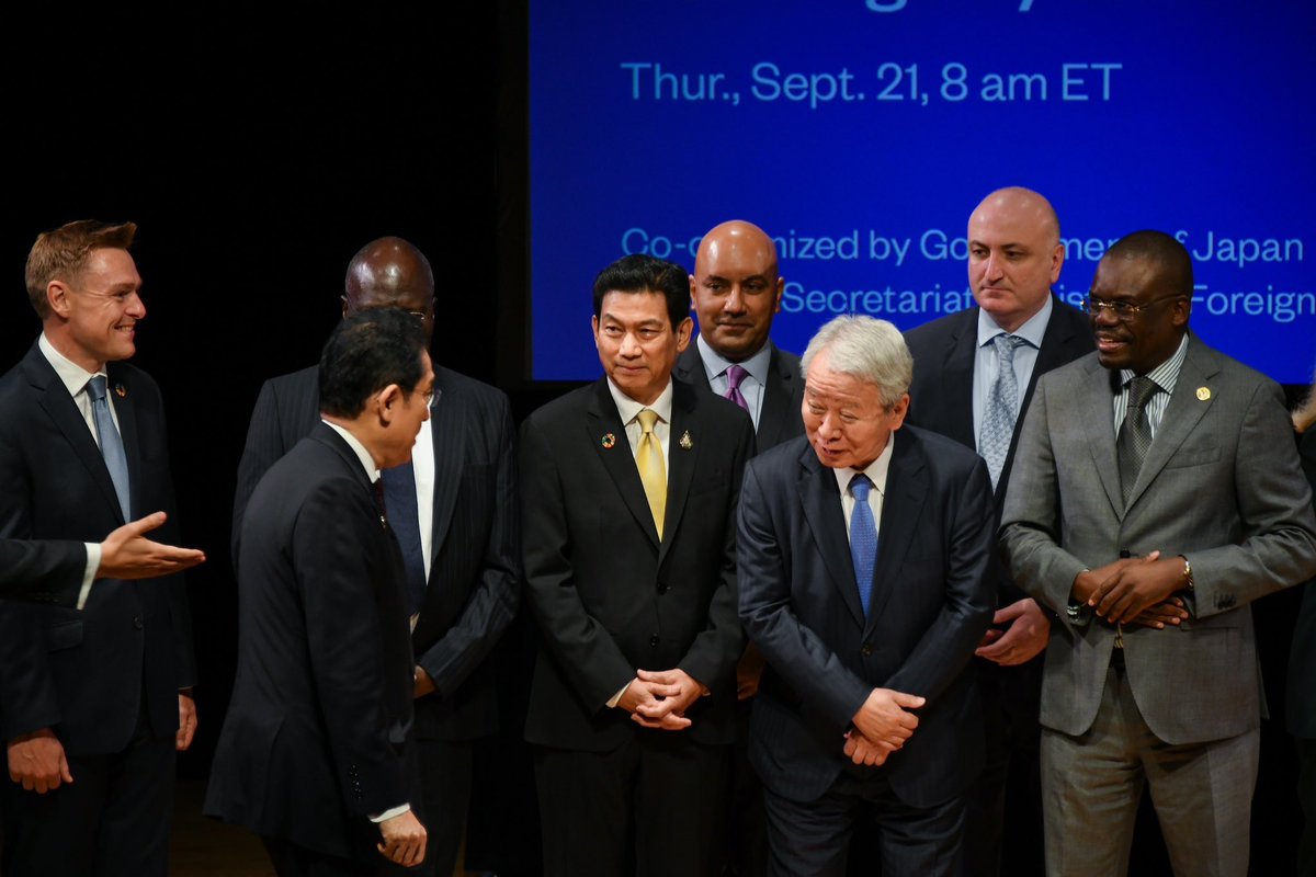 MFAThai's tweet photo. 🇹🇭DPM/FM @drparnpreeb urged to invest more in physical-mental health through #UHC &amp; commended Japan’s leadership 🇯🇵 in initiating Medical Countermeasures #MCMs &amp; Impact Investments Initiative #TripleI for Global Health at MCMs/Triple I side event during #UNGA78🇺🇳. (21 Sep 23) https://t.co/MJjmQBDVy6