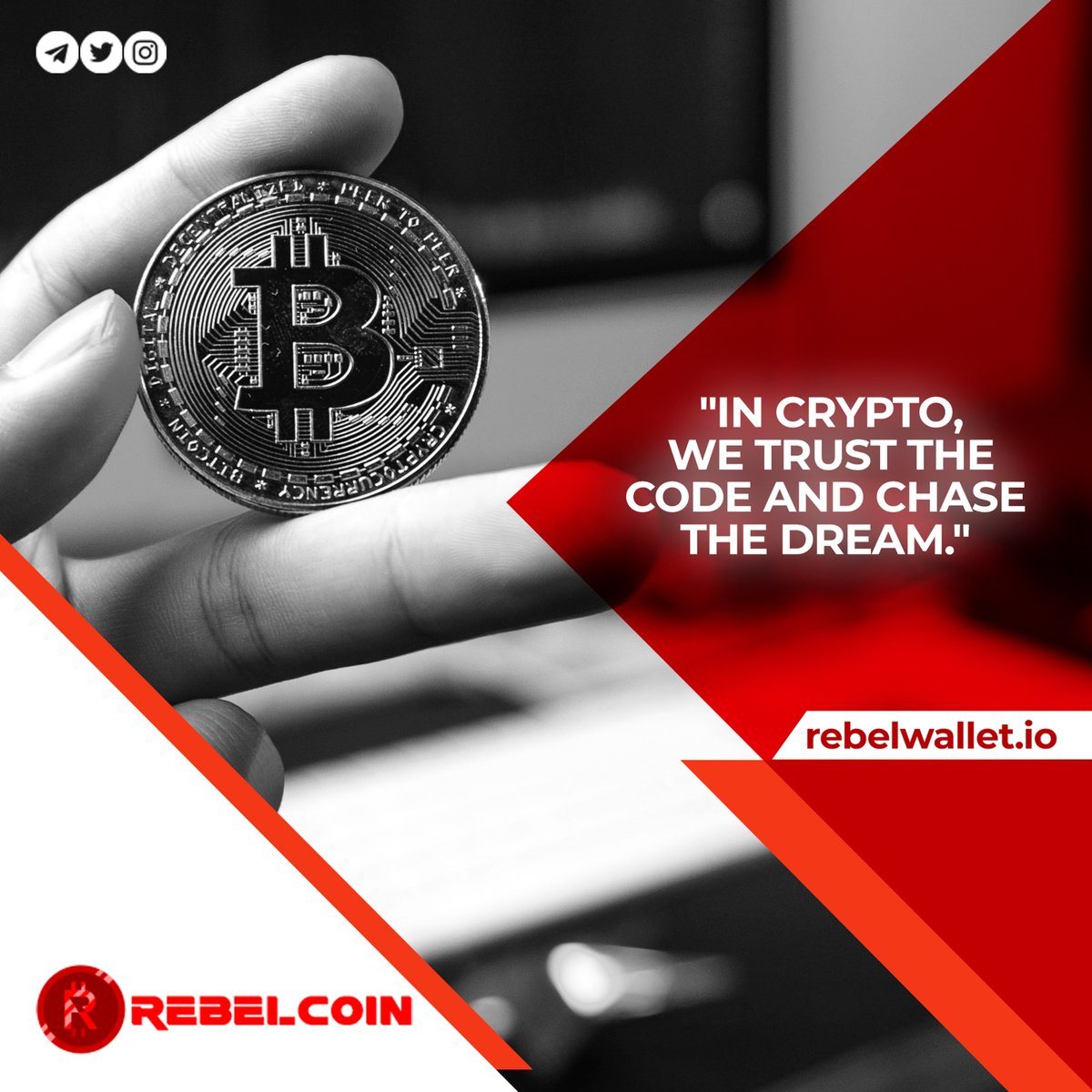 'In crypto, we trust the code and chase the dream.'
.
Follow us on 👉 @RealRebelCoin
.
#DeFi #DecentralizedFinance #SmartContracts #CryptoLending #CryptoBorrowing #CryptoStaking #YieldFarming #LiquidityMining #AutomatedMarketMaker #FlashLoans #CryptoAssets #CryptoExchanges