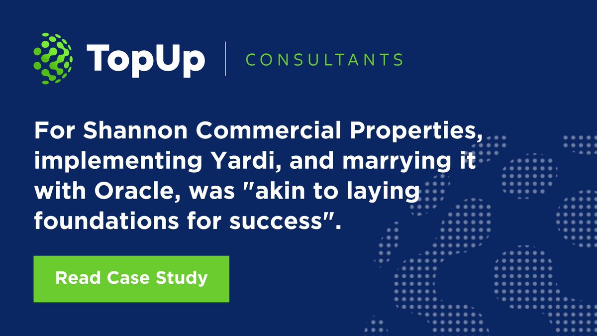 "We were looking for an implementation partner with appropriate project management skills and experience of implementing Yardi. With TopUp we got both of these skill sets." David Neylon, Shannon Commercial Properties

Read case study: bit.ly/460no5K