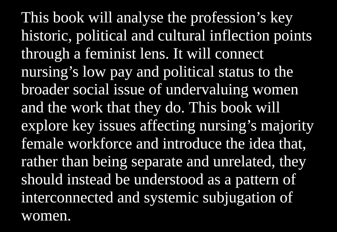 I'm very excited to share that I have officially signed a contract to write the book "Feminism in Nursing".

My hope is that this book contributes to our collective understanding of the issues that face our profession and a new perspective on the solutions required.