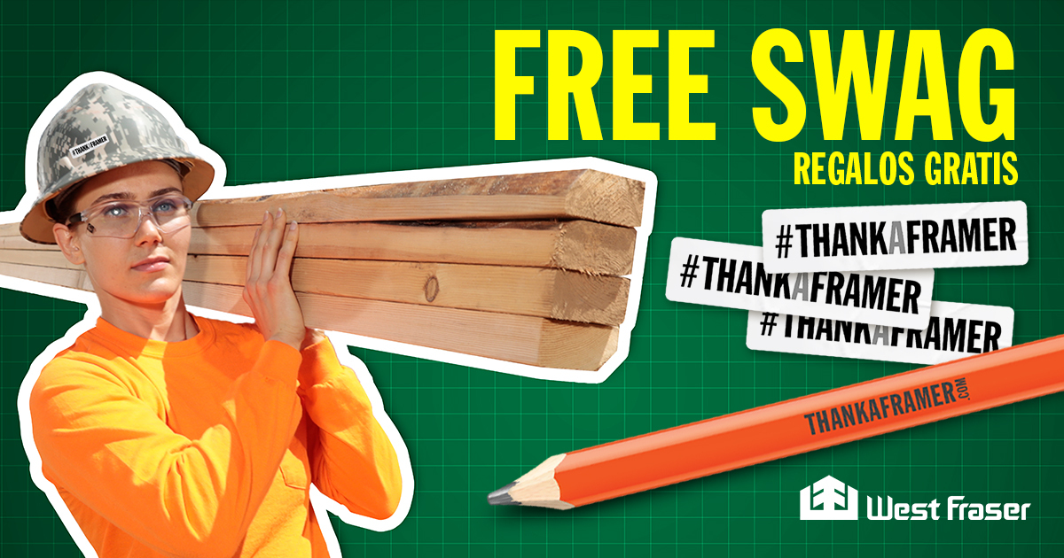 POST YOUR WORK AND GET FREE SWAG!!!!
Post a picture of your favorite framer or framing project and we’ll send you a free carpenter pencil and stickers.
YOU MUST USE THE #thankaframer to qualify.
#westfraser
#construction
#constructionlife #building #framing #osb #lumber