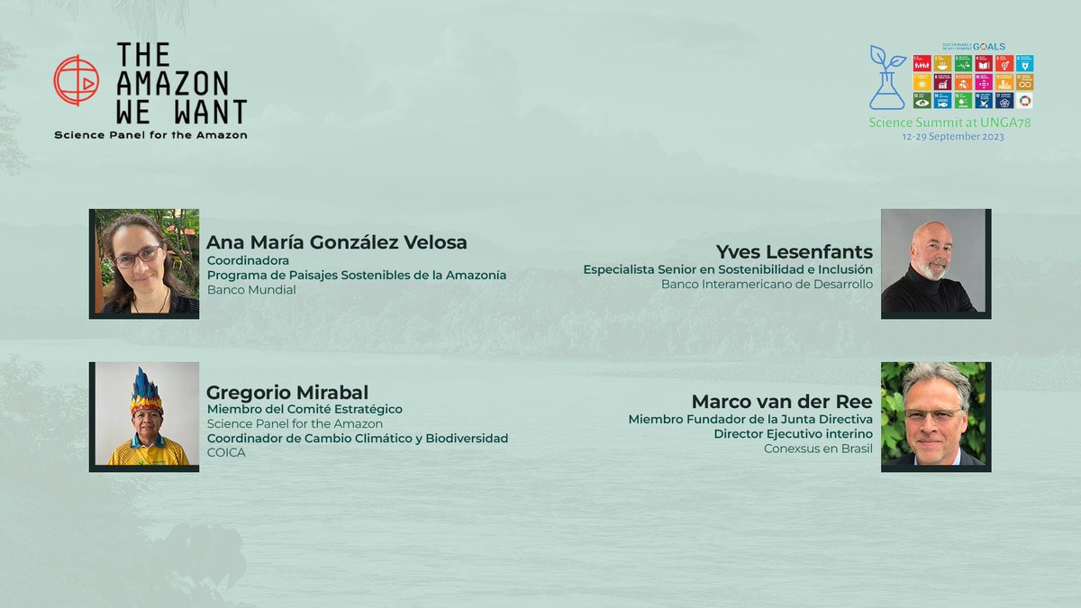theamazonwewant's tweet photo. 📢¡Únase a una sesión híbrida “Apoyo a las bioeconomías de un bosque saludable y ríos fluidos en el Amazonas” en @ScienceUnga el 22 de septiembre!

✍️Regístrese en https://t.co/FILsI7WLEW
#sciencesummitunga #globalscience #sciencedigital
#ClimateWeekNYC https://t.co/WPuxuqKqEV