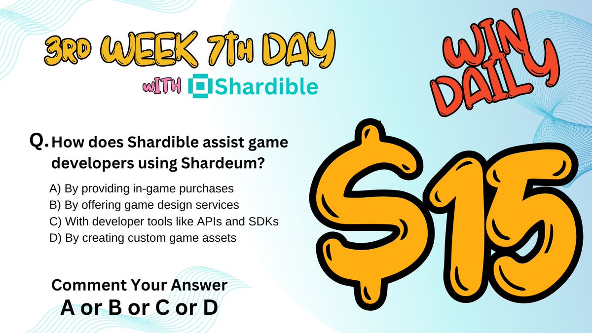 wombshell's tweet photo. 3rd Week , 7th Day
Give the right answer and win $15
Task :-
1.Follow @shardeumnews and @shardible
2. Join Discord-https://t.co/12hHfyqXII
3. Like , Quote Retweet and tag 3 friends
4. Comment you answer
One lucky person will be randomly picked to win a $15 prize.
#quiz https://t.co/ft4UuASTMi