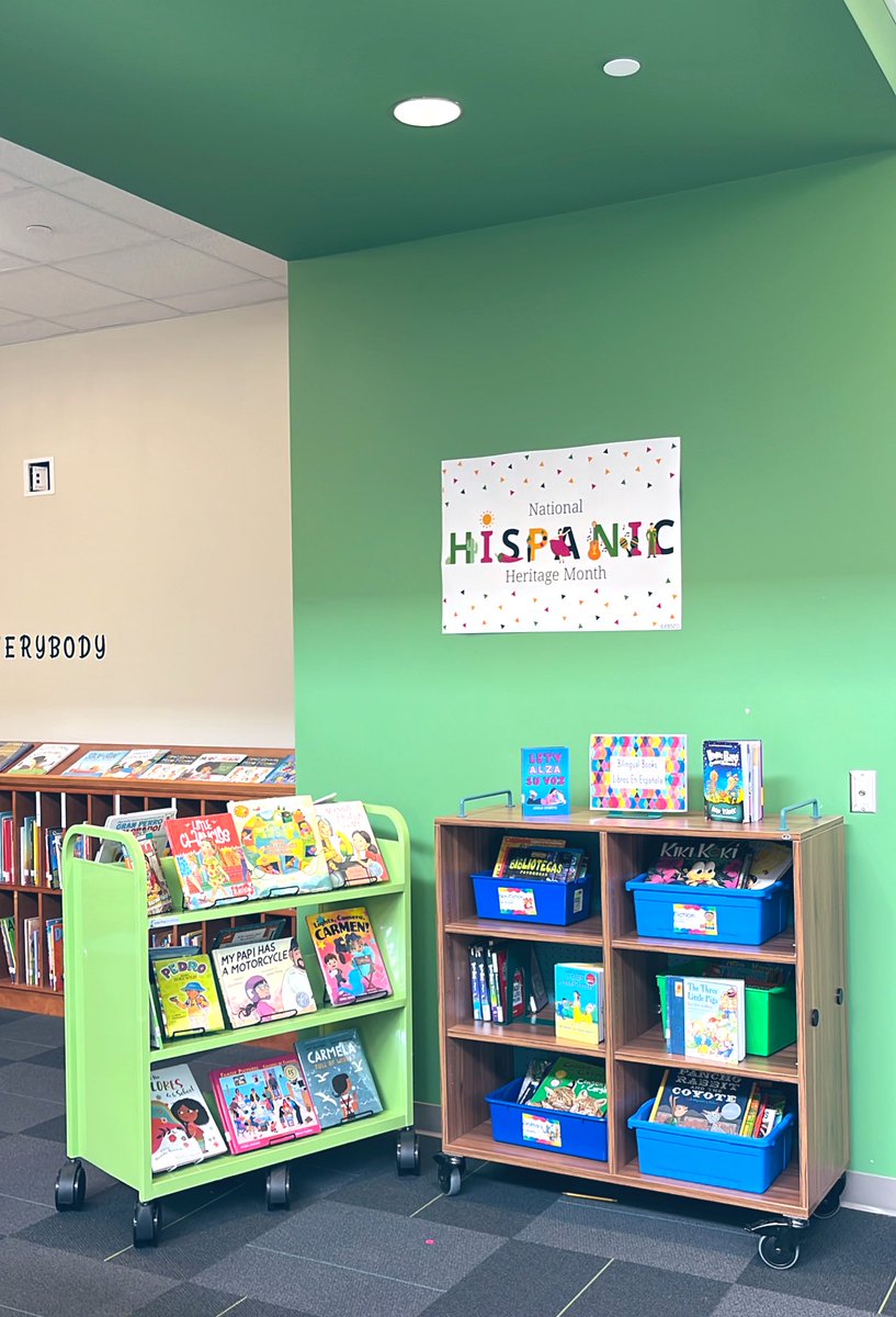 LibrarianSKI's tweet photo. • Our @Berkshire_BCPS library already started celebrating National Hispanic Heritage Month 🇦🇷🇧🇴🇨🇱🇨🇺🇸🇻🇬🇹🇭🇳🇲🇽🇳🇮🇵🇦🇵🇾🇵🇪🇵🇷🇪🇸🇻🇪All next week students will read 📖 share stories that center Hispanic &amp; Latino experiences • @BCPSLMP #bcpslms https://t.co/KXsWJa5sHK