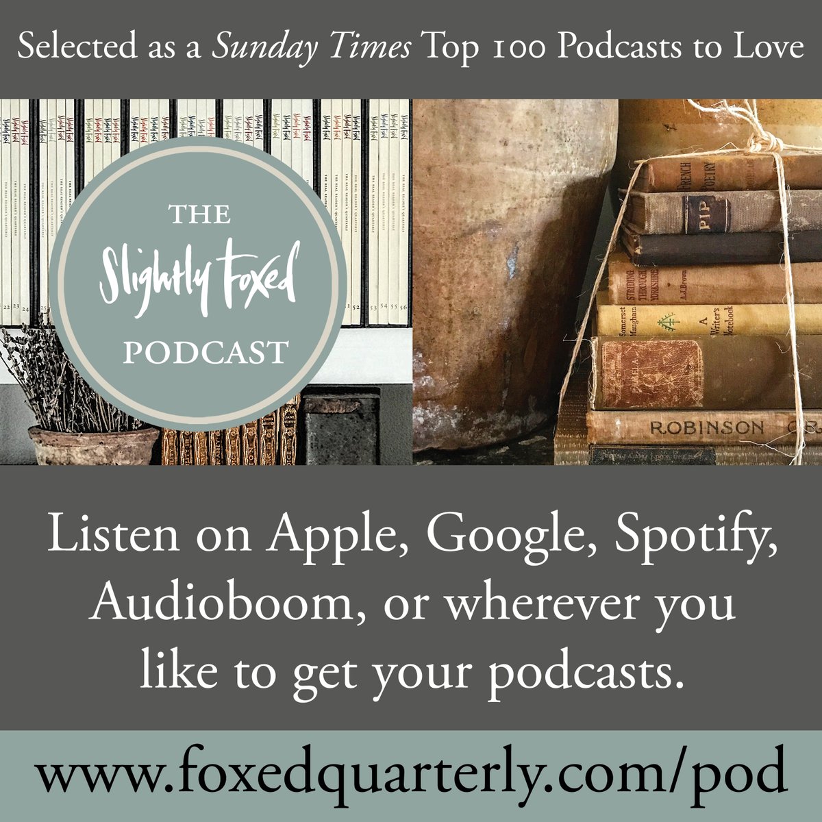 FoxedQuarterly's tweet photo. ‘Slightly Foxed is amazing! I’ve been reading it for a few years now and the writing and the recommendations are treasures. SF have a podcast now, too. Best listened to with tea.’ || C. T.
Listen to all #FoxedPod eps wherever you listen to your podcasts: https://t.co/hWbyj4yojL https://t.co/KpMrp9kA93