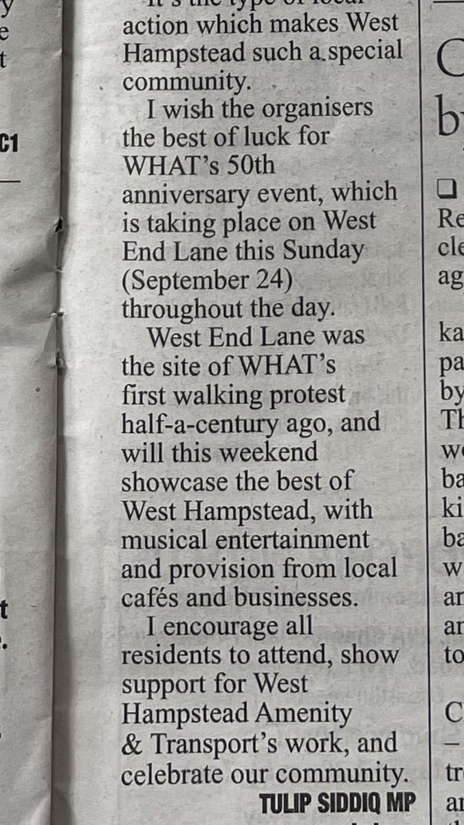 I wrote this week to the Camden <a href="/NewJournal/">Camden New Journal</a> to congratulate West Hampstead Amenity &amp; Transport (WHAT) on 50 years of community activism and dedication to our area.

Please come down to West End Lane this Sunday to celebrate WHAT's 50th anniversary and the best of West Hampstead!