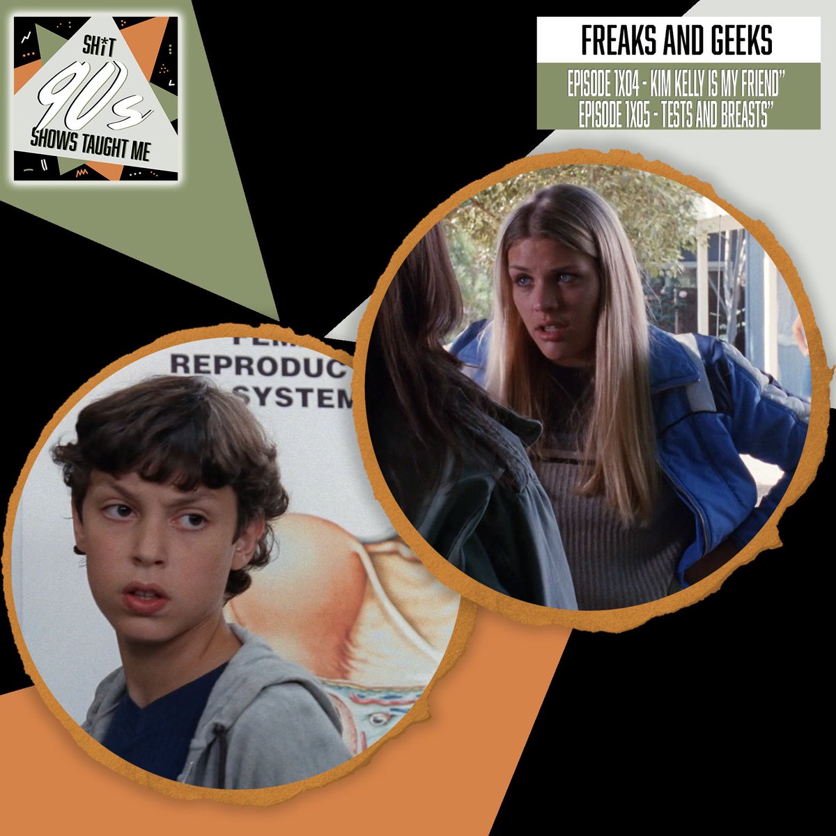 Shit90sPod's tweet image. Join us as we recap S1E04/05 of #FreaksandGeeks, “Kim Kelly is My Friend” and “Tests and Breasts” !

We discuss the exploration of the character Kim Kelly, how much Daniel sucks, and who is geekier between Neal and Sam.