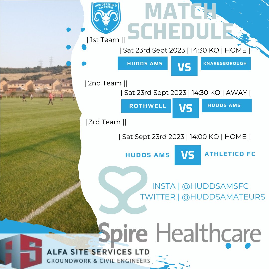 huddsamateurs's tweet photo. | WEEKEND MATCH SCHEDULE | 

1st Team - HOME
2nd Team - AWAY
3rd Team - HOME 

| #Huddsams #UTA 🔵⚪️ | https://t.co/m22lJLwe3h