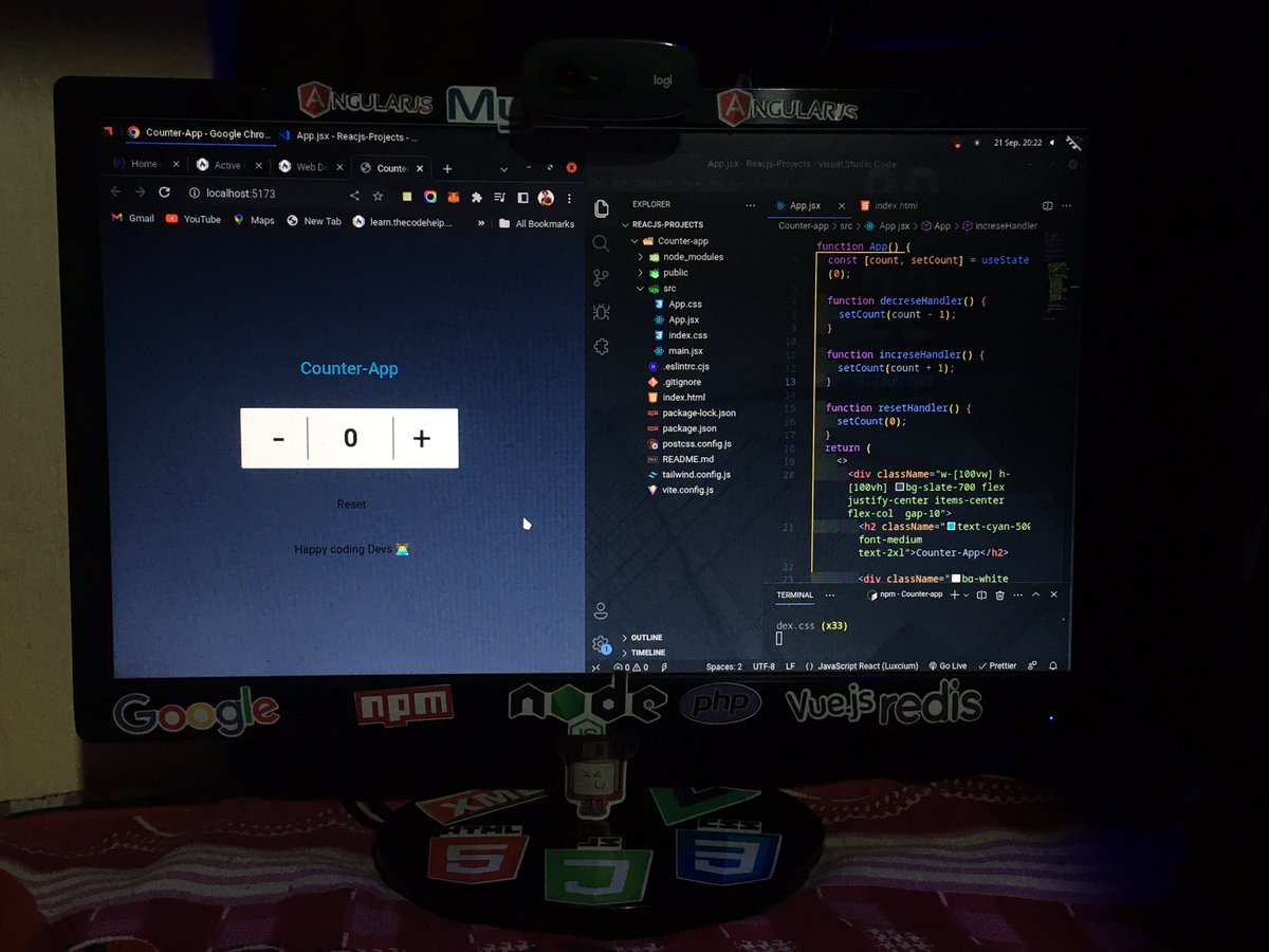 neerajnath155's tweet image. Hey everyone Today i have  working on my #CounterApp project in #Reactjs It&apos;s small project🏗

I have to using #tailwindCss to making ui🎨🚀

Happy Coding 👨‍💻👩‍💻🚀

#buildinpublic 
#learninpublic
#100daysofcode