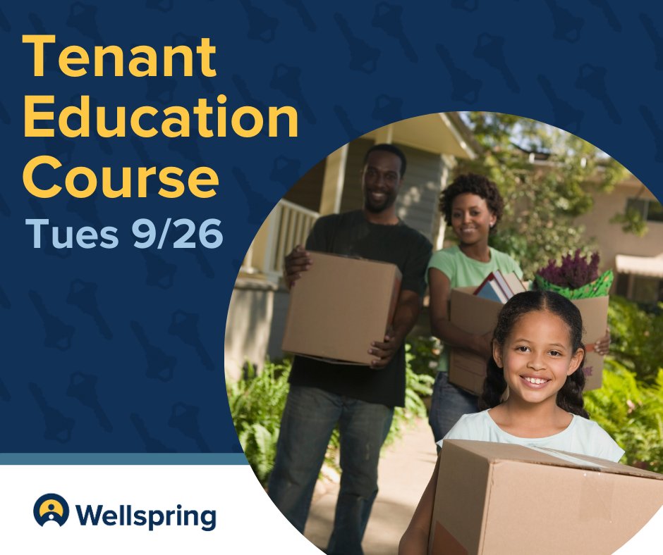 Would you like to learn how to quickly find the rental property that fits your needs, how to prepare a robust housing application, and how to be a successful tenant? Sign up for this FREE Tenant Education Course!  wellspringfs.org/event/tenant-e…

#TenantEducation #SeattleHousing