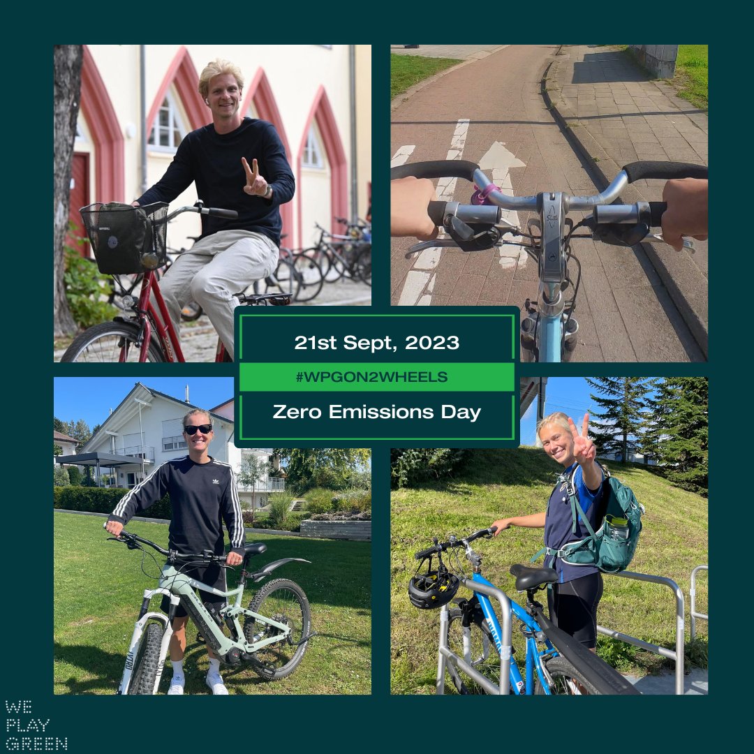 weplaygreen's tweet photo. This week for #SereneSeptember, our players took part in Zero Emissions Day &amp; have decided to opt for a more sustainable way of travel #WPGOn2Wheels 🚲. 
We're very proud of our players who are demonstrating what it means to have a #Role2play in this ongoing  green shift !💪 https://t.co/vHSBnMF3W9