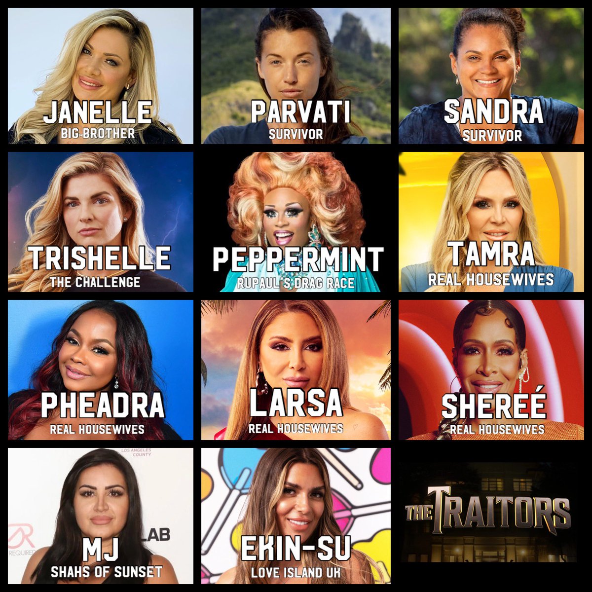 Realitytv__fan's tweet photo. The official cast of The Traitors US season 2, airing in early in 2024 on Peacock https://t.co/D7X2Dg0QQc