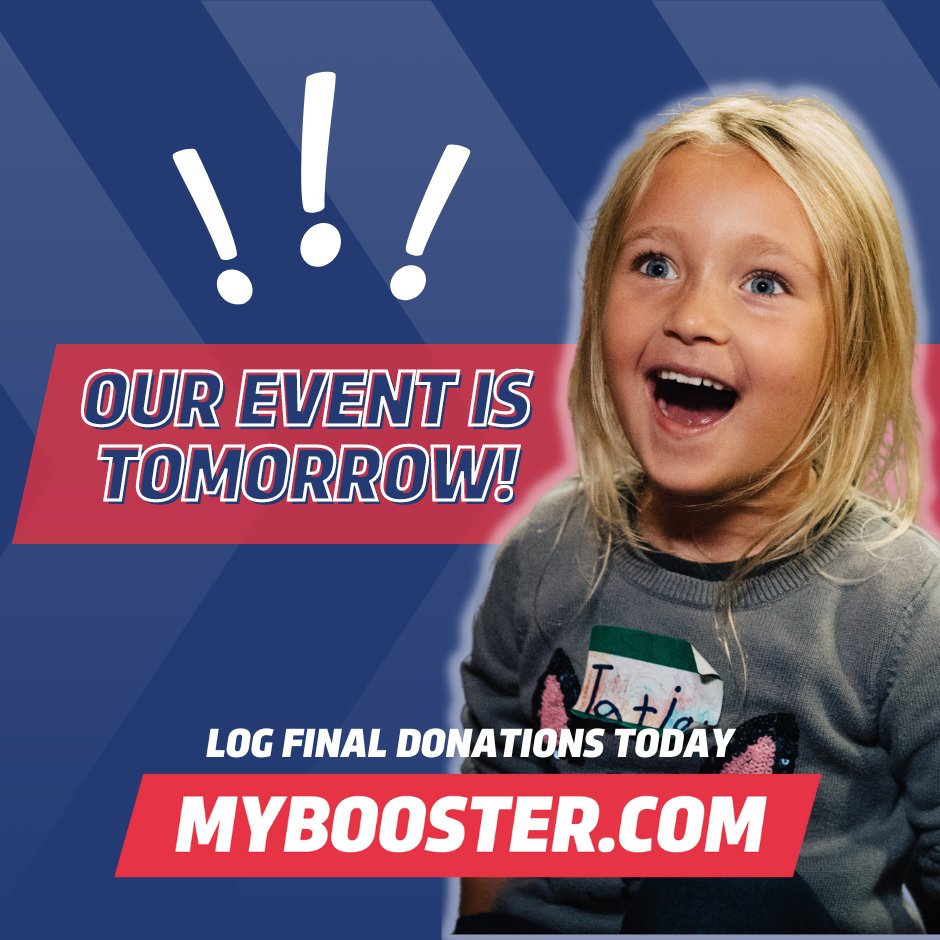 Last night for donations before our Fun Run event! 
Remember to get a good night’s rest, wear your grade level shirt and athletic shoes, and bring a water bottle tomorrow!