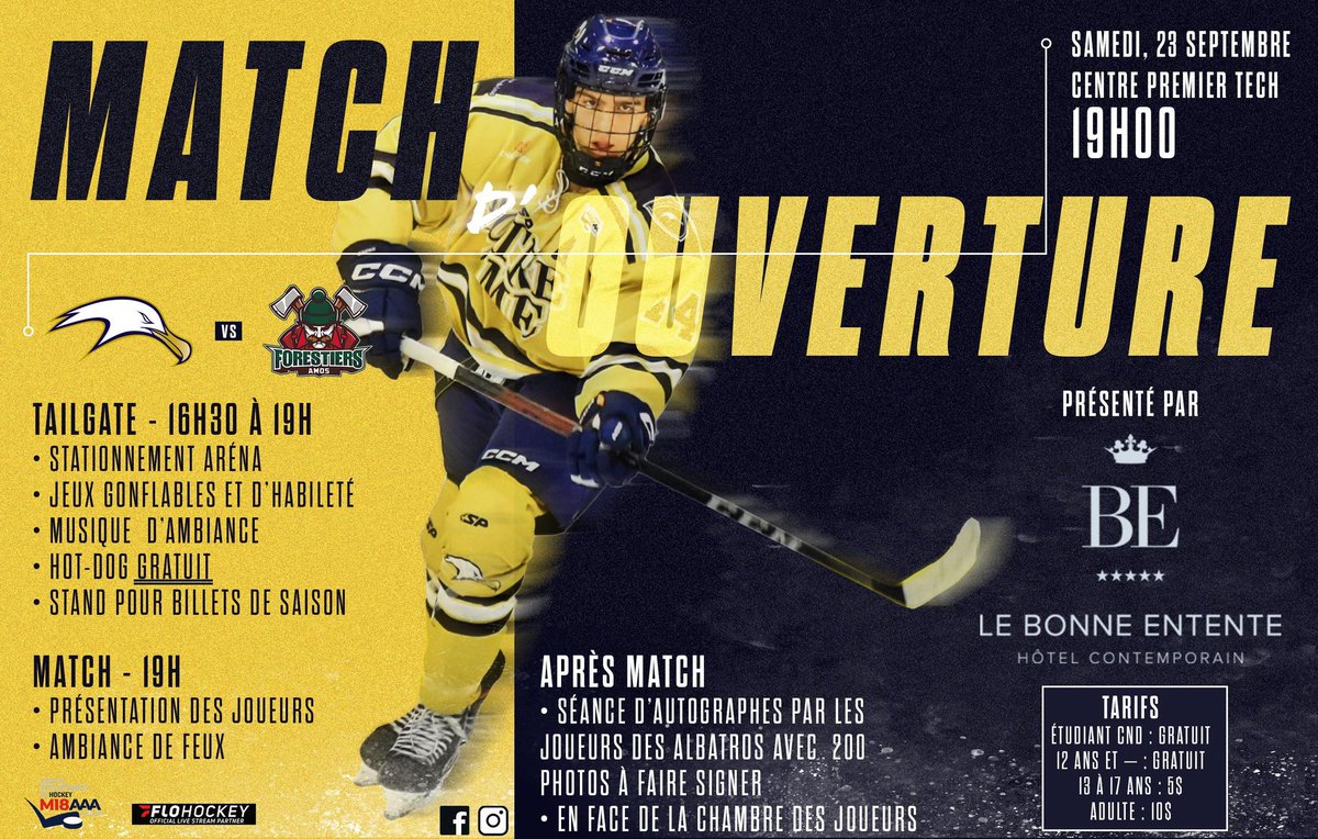 Albatros M18 AAA (@albatroscnd) on Twitter photo SAMEDI - SAMEDI - SAMEDI
On vous attend!
TAILGATE - ANIMATION - HOT DOGS (mmmmmm!) - VENTE DES BILLETS DE SAISON
Présentation des joueurs et match à 19h!
<a href="/LHM18AAAQ/">Ligue de hockey M18 AAA du Québec</a> SAMEDI - SAMEDI - SAMEDI
On vous attend!
TAILGATE - ANIMATION - HOT DOGS (mmmmmm!) - VENTE DES BILLETS DE SAISON
Présentation des joueurs et match à 19h!
<a href="/LHM18AAAQ/">Ligue de hockey M18 AAA du Québec</a>