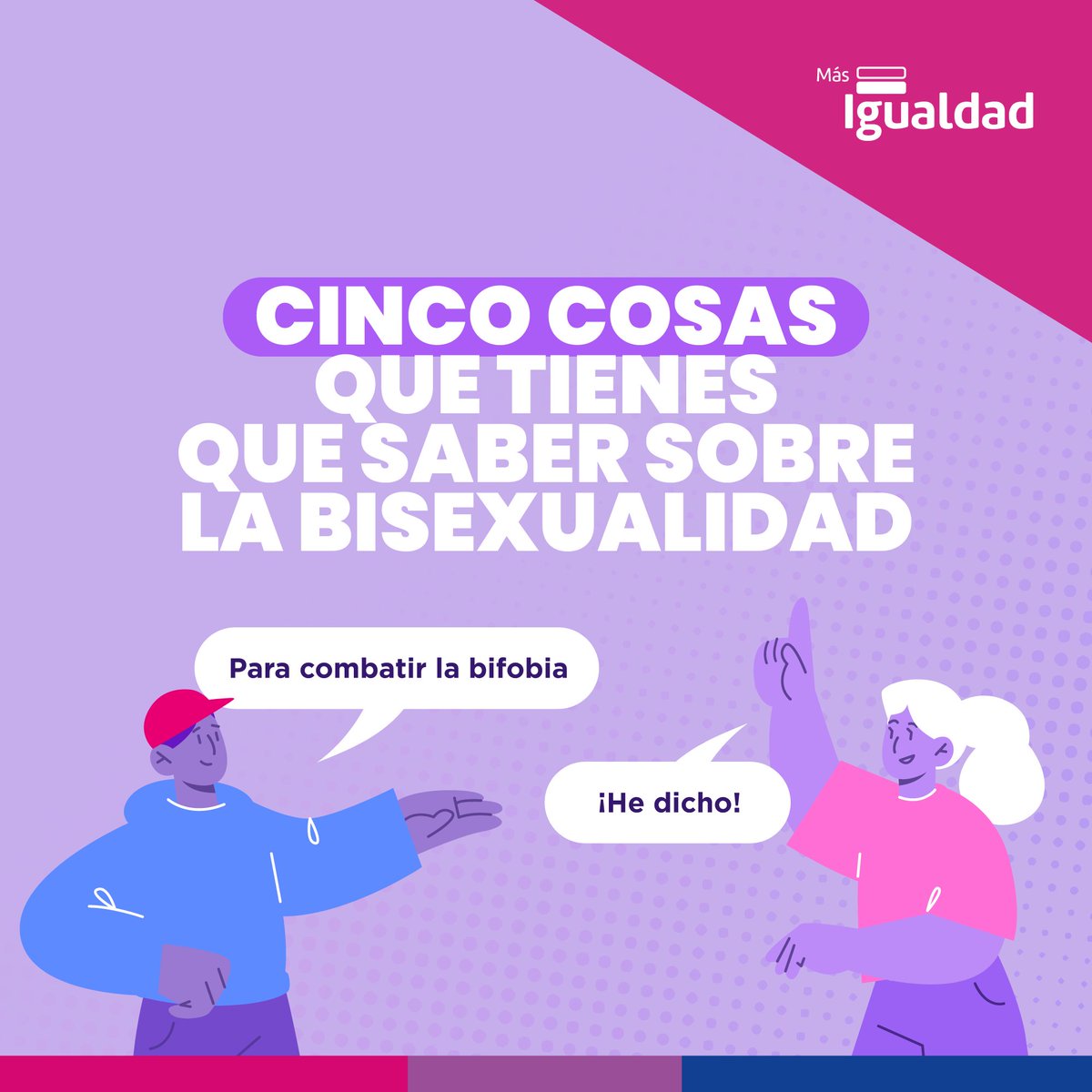 🩷💜💙 Cinco cosas que TIENES que saber sobre la bisexualidad 🩷💜💙 1️⃣ Lxs bisexuales sentimos atracción emocional, romántica o sexual hacia personas de cualquier género. ⚧️