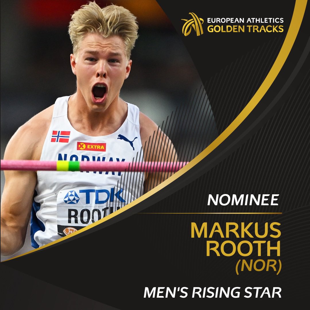 Markus Rooth 🇳🇴 is nominated for the men’s Rising Star award! ✨

🎂 21
🥇 European U23 decathlon champion
🌍 World eighth-placer
📊 4th on European all-time U23 decathlon list (8609p)
📊 World ranking - 10 (as of 19 September)

Retweet to vote for Rooth!

🗳️ Voting closes on 2
