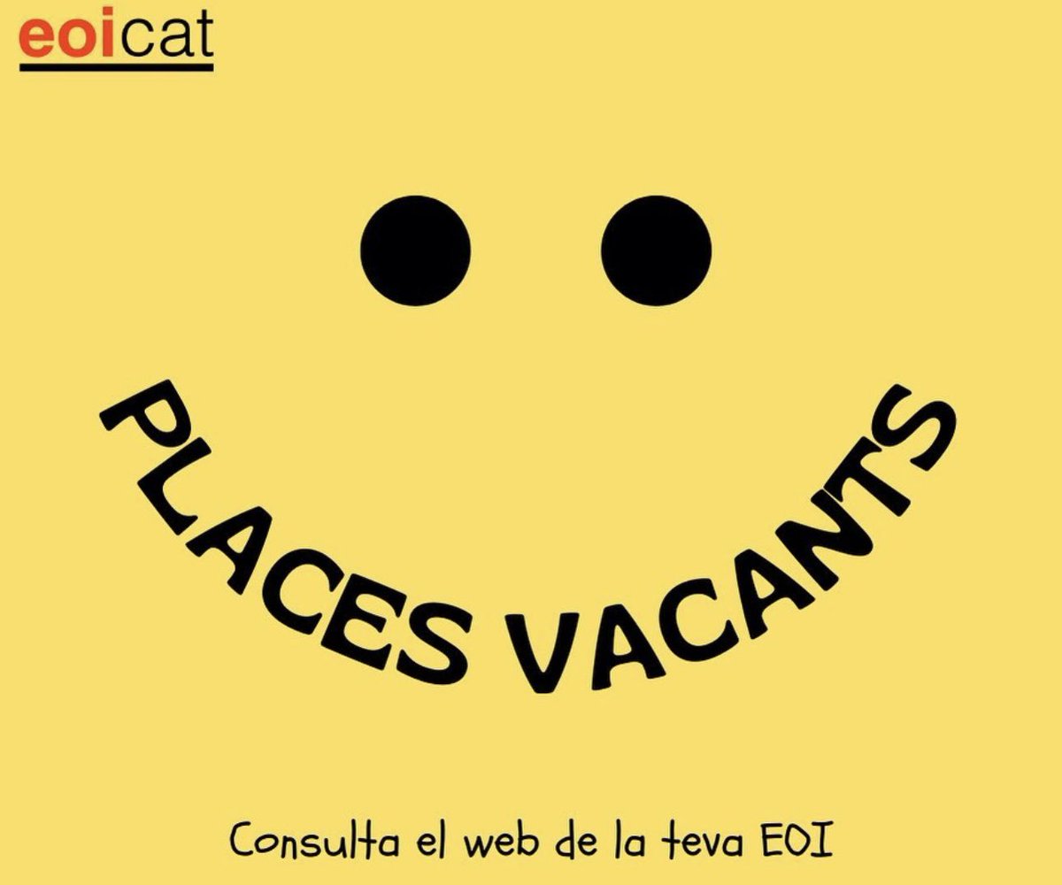 Et vas preinscriure en una EOI i vas quedar a la llista d'espera? Se t'ha passat la matrícula? Vols optar a les places que han quedat lliures? Encara hi ets a temps!!! Comprova al web de la teva EOI si hi ha vacants i formalitza la matrícula. ✌🏻
#EOICAT